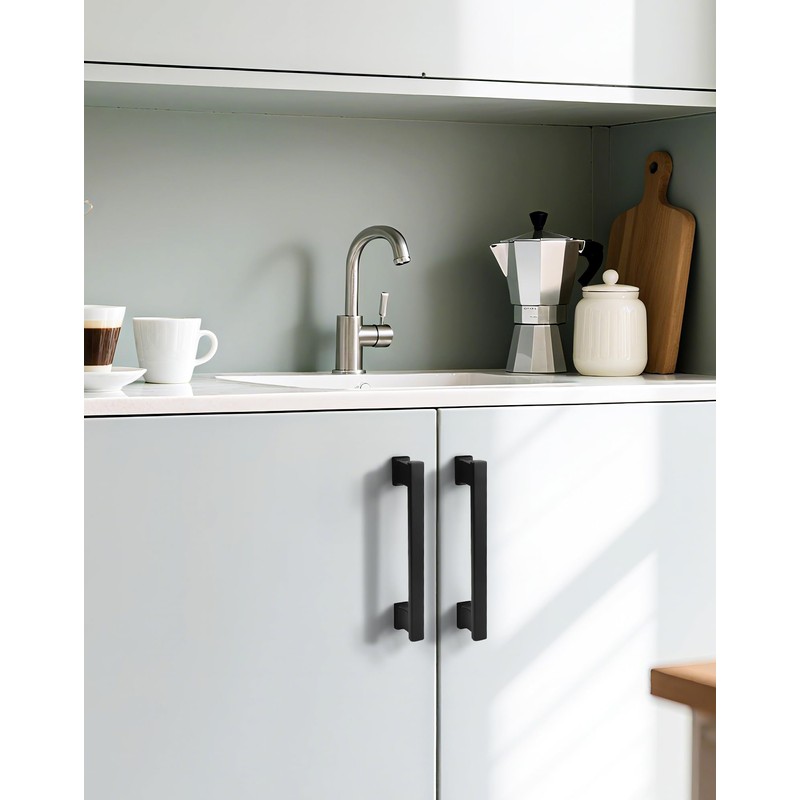 Probrico 5 Pack Matte Black Kitchen Cabinet Pulls 6.3 Inch