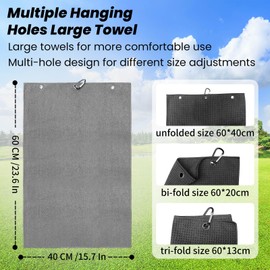 BAPOTH Golf Towel, 3 Pack 23.6 * 15.7 in Microfiber Waffle Golf Towels for Golf Bags for Men, Tear Resistance and Attracts Dirt Golf Bag Towel with Clip, Essentials Golf Accessories for Men