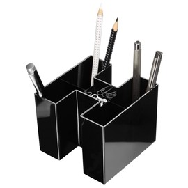 HAN Schreibtischköcher BRAVO - ein echter Blickfang: trendy, hochglänzend und erweiterbar mit 5 Fächern, schwarz, 17455-13