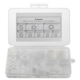 Eowpower 270 Pieces 8 Sizes Nylon Metric Sealing Washers Assortment Set