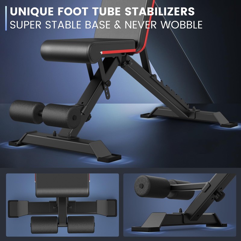 PASYOU Adjustable Weight Bench Press - 700lbs Load Foldable Workout