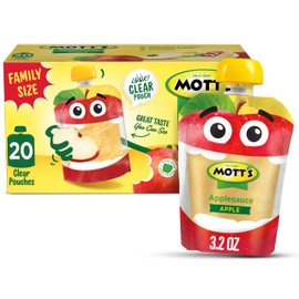 Mott's Applesauce, Made from Real Fruit, No Artificial Flavors, Good Source of Vitamin C, 3.2 oz Clear Pouches, 20 Pack