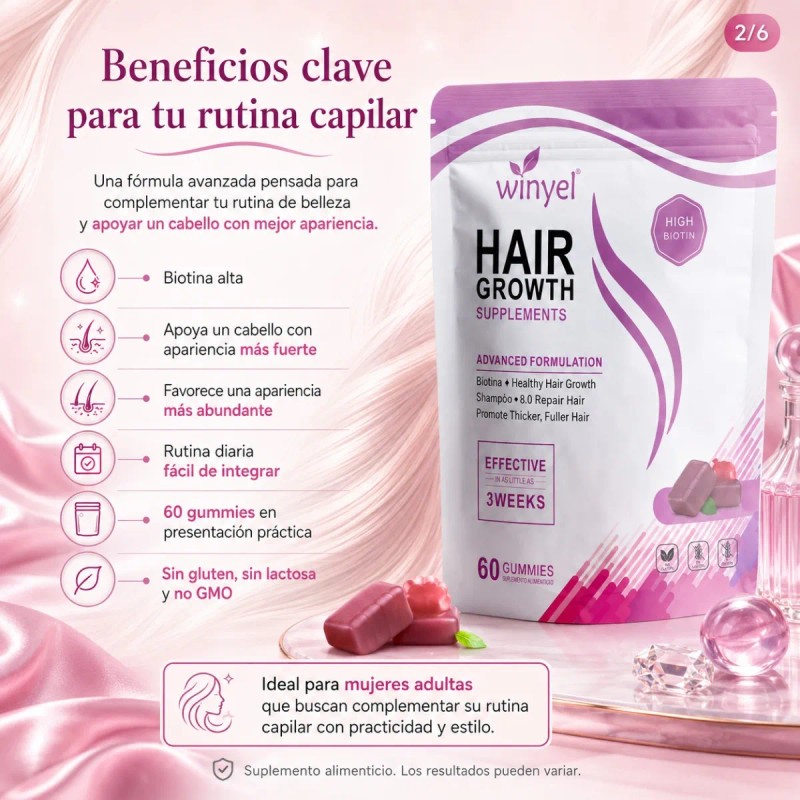 Hair Growth 60 Softgels Complemento Para Nutrición Diaria