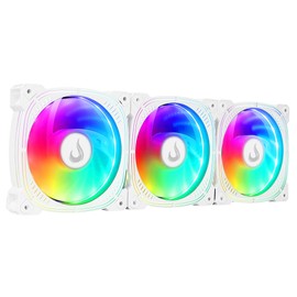 3X Computer Case Cooler Fan - Rise Mode USA - Aura Frost Pro White -120mm - ARGB - 5v Motherboard - Remote Controller