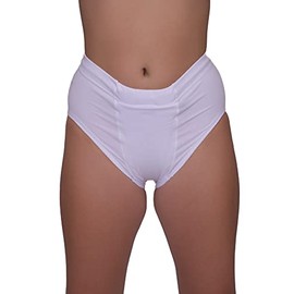 Underworks Vulvar Varicosity and Prolapse Support Brief with Groin Compression Bands and Hot/Cold Therapy Gel Pad - White - 2x