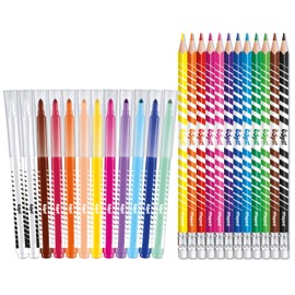 Maped Oops Color'Peps Erasable Felt Tip Pens and Colouring Pencils Set - 12 Erasable Marker Pens + 12 Erasable Pens