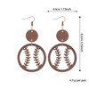 QIAOLEHUI Geometric Wooden Baseball Rugby Earrings Retro Hollow Out Baseball