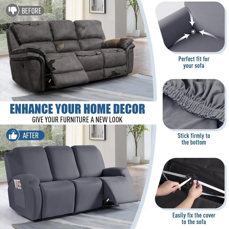 TAOCOCO Stretch Recliner Sofa Covers 3 Pieces Couch Covers for