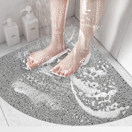 Non-Slip Triangular Shower Mat, 60 x 60 cm, Soft Comfort Safety Bath Mat, Antibacterial Bath Mat with Drainage Holes, Non-Slip Shower Mat for Bathtub and Wet Areas