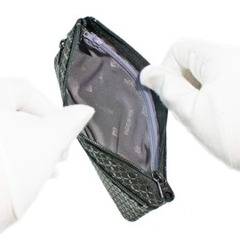 Indenya 4407-01-179 Inden No. 6 Pouch, Deer Leather, Black Background x Black Lacquer, Cloisonne Connected Pattern, black