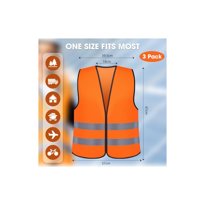 Romon High Visibility Vests for Car, Pack of 3 High