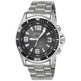 Grus GRS004-02 Men's Silver Wristwatch, Dial color - black, Watch Voice Radio Clock