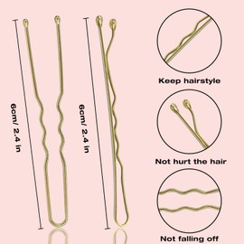 AITRAI 200PCS Blonde Hair Pins, Includes 100pcs Gold Bobby Pins and 100pcs U-shaped Hair Pins for Bun, 2.4 Inch