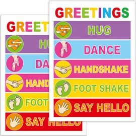 QOUBAI Colorful Classroom Greetings Poster Decor, Classroom Rules Greeting Choice Posters for Educational, Preschool Elementary Teachers Must Haves, Back to School Bulletin Board Welcome Supplies