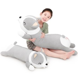 Yeqivo Shiba Inu Animal Body Pillow Cute Corgi Akita Dog Plush Soft Shiba Inu Plush Pillow Cartoon Dog (Grey, 120cm/47.2inch)