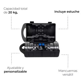 Foünd Sports Kit De Mancuernas Pesas Con Barra Discos Ejercicio Gym 20kg Color Azul