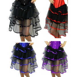 Yummy Bee Tutu Frilly Skirt Plus Size 6-28 Fancy Dress Party Burlesque Women Tulle Long Black (Black, Women: 6-8)