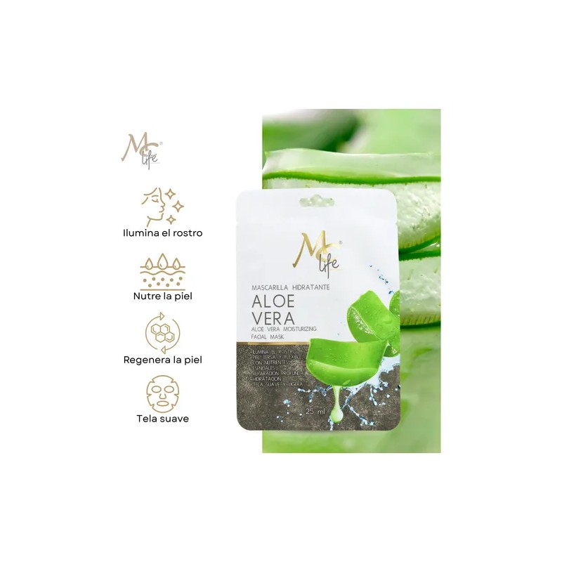 Mascarilla Facial Hidratante Aloe Vera, Skincare. Mc Life