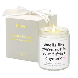 Lihome 60th Birthday Gifts for Her Him– Funny Birthday Candle & Decorations, Best Friend Gift Idea – Natural Soy Wax Vanilla Coconut Scented Candle (7oz)