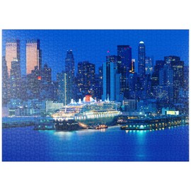 MyPuzzle Transatlantic Liner Queen Mary 2 in the Port on the Hudson River, New York, USA - Premium 1000 Piece Puzzle - MyPuzzle Special Collection by Puzzle Galaxy