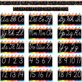 Alphabet Bulletin Board Set - 15 PCS Crayon ABC Wall Decorations Cursive Alphabet Line for Classroom Wall for Pre School Elementary Classroom Homeschool, Playroom Bedroom Decorations