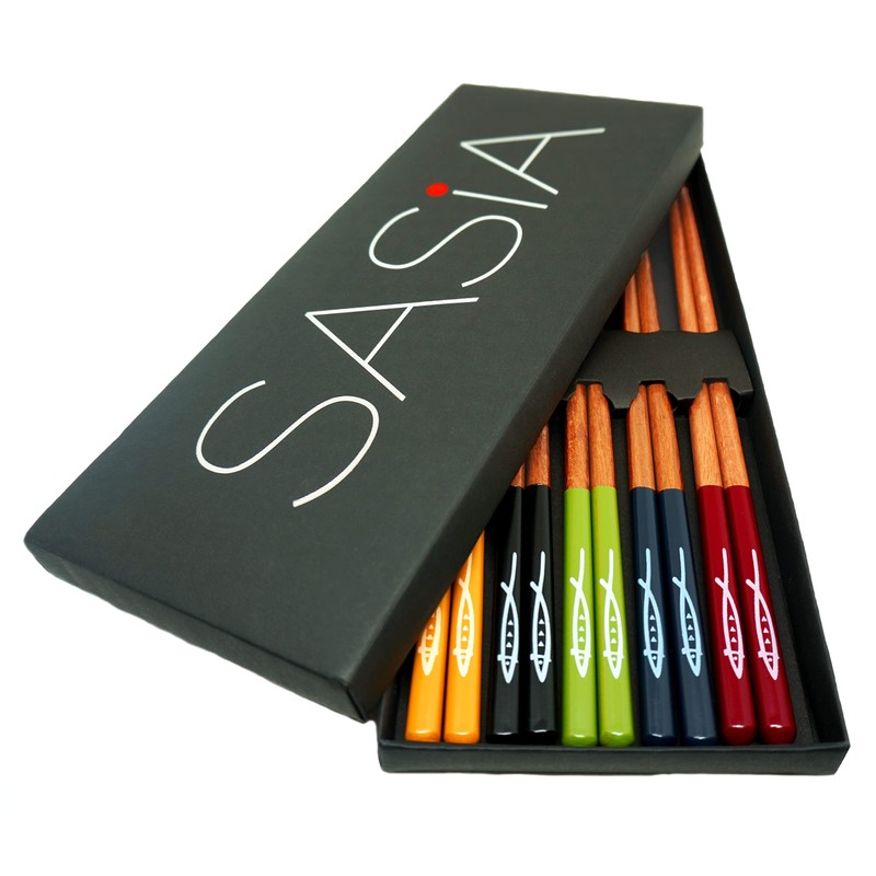SASIA - 5 Pairs | Wooden Chopsticks | Reusable and