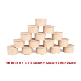 Pool Fence Hole Cover Deck Patio Ground Caps 1.25 Inch Fit Standard 1.25" Holes 1-1/4 inch Diameter (1-1/4 in. Pack of 15, Almond Beige)