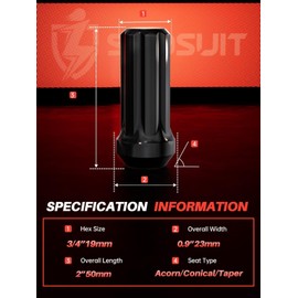 Sposuit M14x1.5 Spline Lug Nuts - Replacement for 2001-2006 Chevy Silverado 1500 HD, 1999-2018 Silverado 2500, 2001-2024 3500 - Closed End Black Lug Nut with Socket(32 Pcs)