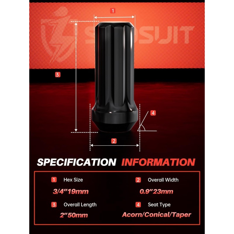 Sposuit M14x1.5 Spline Lug Nuts - Replacement for 2001-2006 Chevy