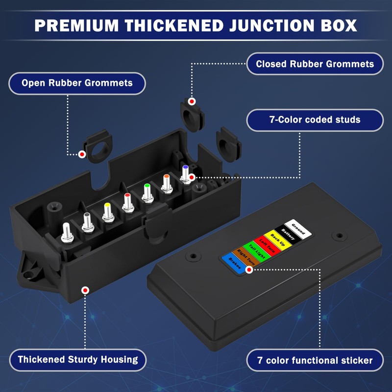 CheeMuii 7 Way Trailer Junction Box Weatherproof 7 Pin Trailer