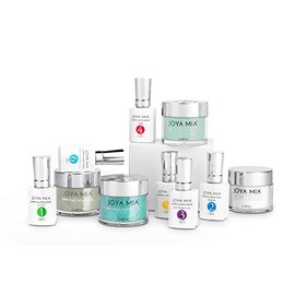 Joya Mia Complete Nail Dipping Powder Starter Kit with Powders, Top, Base, Vitamin Oil, and Brush Save (Aqua Glitter, Icey Glitter, Mint Green) (DPSK-26)