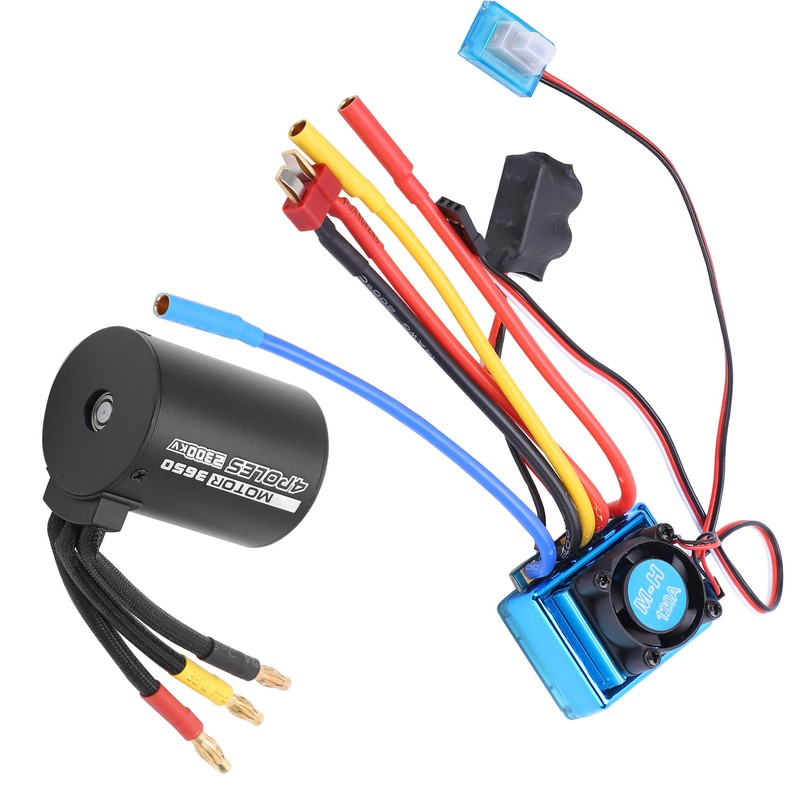 3650 2300KV+120A Durable Brushless ESC Kit Suitable for 1/10 RC