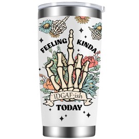 LEADO 20oz Best Friend Coffee Tumbler, Feeling Kinda IDGAF-ish Today - Funny Gifts for Friends Female - Mothers Day, Birthday Gifts for Mom, BFF Gifts, Joke Gifts, Sarcastic Gifts, Skeleton Cup