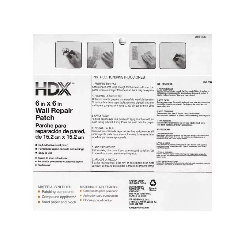HDX Drywall 6 inch x 6 inch Wall Repair Patch