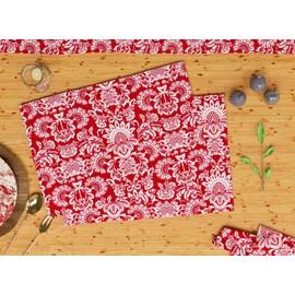 The Season Thread Napkin Set, Red, 100% Cotton Oversized Napkins, Size 18x18 Inch. for Kitchen, Dining, Tabletop, Decoration, Parties, Thanks Giving, and Everyday Use. Set of 6 Napkins.