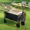 Sweetcrispy Collapsible Foldable Wagon Cart, Large Capacity Garden Beach Cart