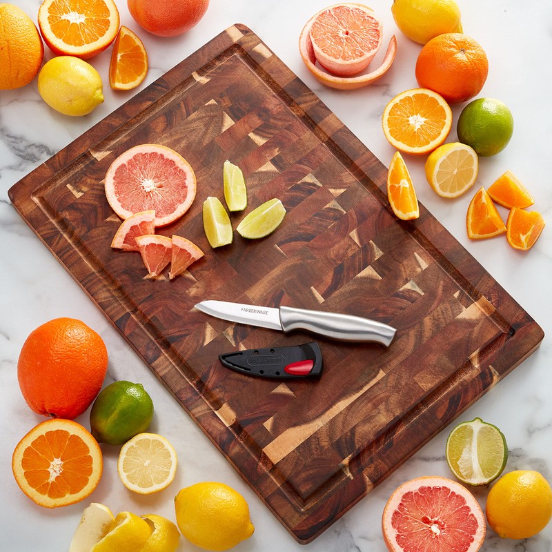 Farberware Thick End Grain Acacia Cutting Board with Juice Groove