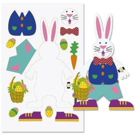Current Design-Your-Own-Bunny Sticker Sheets - Makes 12 Bunnies, Kids Classroom Activities, Party Favors, 15 Accessory Stickers Per Sheet, 4 1/2 x 7 1/2 Inch Sheets