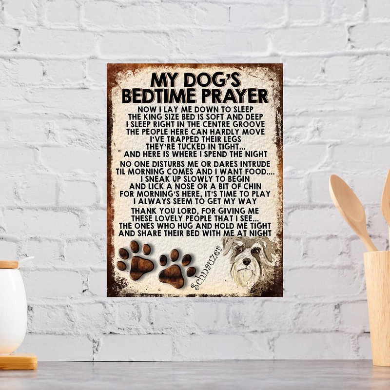 MY DOG'S BEDTIME PRAYER RETRO STYLE METAL TIN SIGN/PLAQUE (SCHNAUZER)