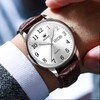 OLEVS Leather Band Watches for Men Easy Reader Date Mens