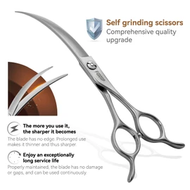 FOGOSP Professional 45°Curved Grooming Scissors for Dogs 7.0 in Big Arc Curved Shears for Professional Groomer Japan VG10 High-carbon Steel Right Hand Matte