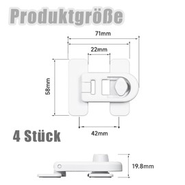 Pack of 4 Child Safety Fridge Lock, Child Safety Door, Child Safety Cabinet Baby Drawers, No Drilling Cabinet Lock Baby, for Cupboards, Drawers, Fridge Doors, Cabinet Locks