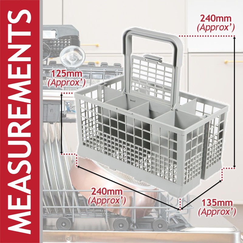 SPARES2GO Cutlery Basket Caddy Cage for Bosch Dishwasher (Removable Handle,