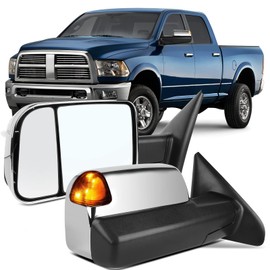 OCPTY Tow Mirrors For 2011-2015 For Dodge For Ram 1500 2011-2015 For Dodge For Ram 2500/3500 2010 For Dodge For Ram 1500/2500 With Power Heated Turn Signal Light Tow Mirrors