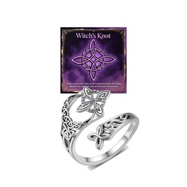 ROYNRAU Vintage Celtic Knot Ring for Women, Boho Witches Protection Knot Timeless Symbolism Rings Adjustable Silver Thumb Stackable Jewelry Gifts (Knot-Silver)