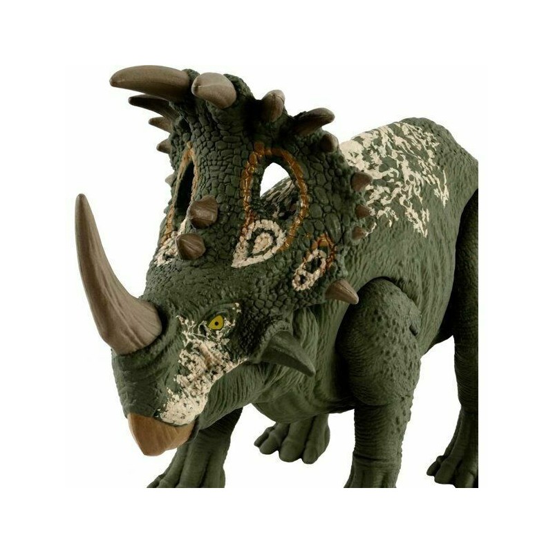 JURASSIC WORLD SOUND STRIKE MEDIUM SIZE TRICERATOPS FIGURE *DISTRESSED PKG
