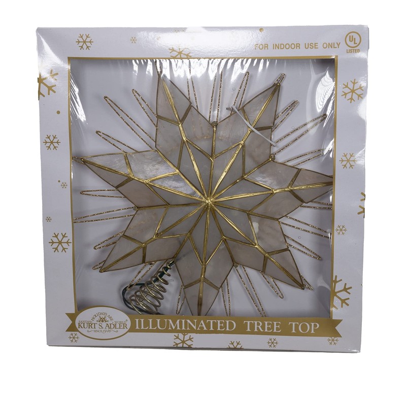 Kurt Adler 14-Inch 7-Point Natural Capiz Star Lighted Treetop