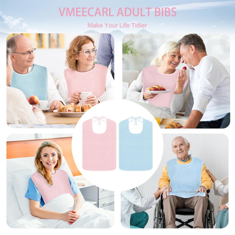 VMEECARL 3 Pack Premium Adult Bibs for Women Eating, Waterproof
