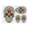 4 x 'Coloured Skull' Temporary Tattoos - Water Resistant, Skin-Safe,