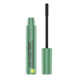 SANTE Naturkosmetik Mascara Flexible Rubber Brush Mascara for Extended and Voluminous Eyelashes with Pro Keratin Against Hair Breakage Mini Makes Mega Mascara Black 01 1 x 8 ml